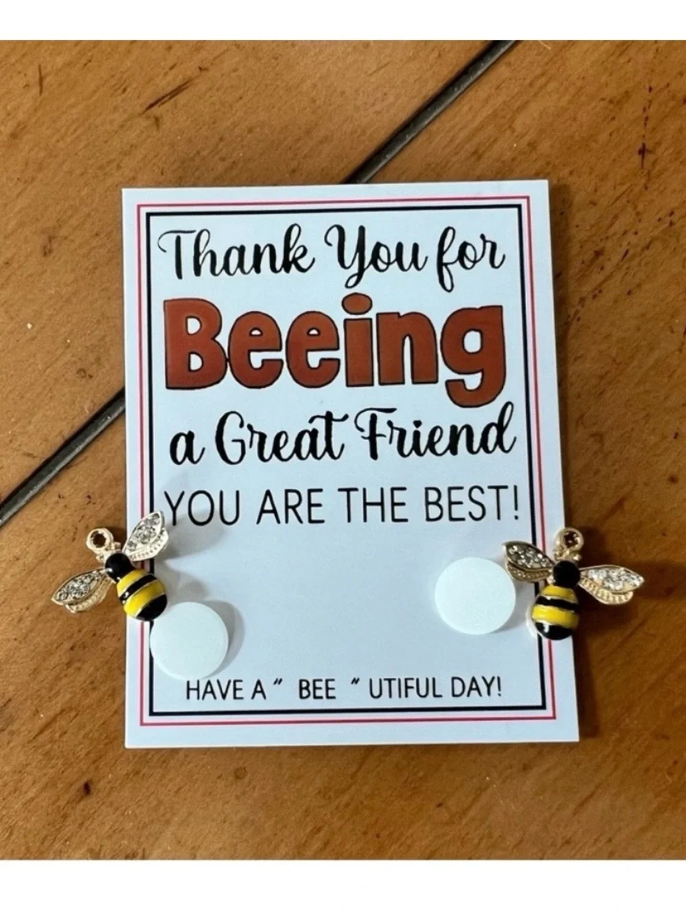 Bee Charm Friendship Cards with Yellow & Black Enamel Bees